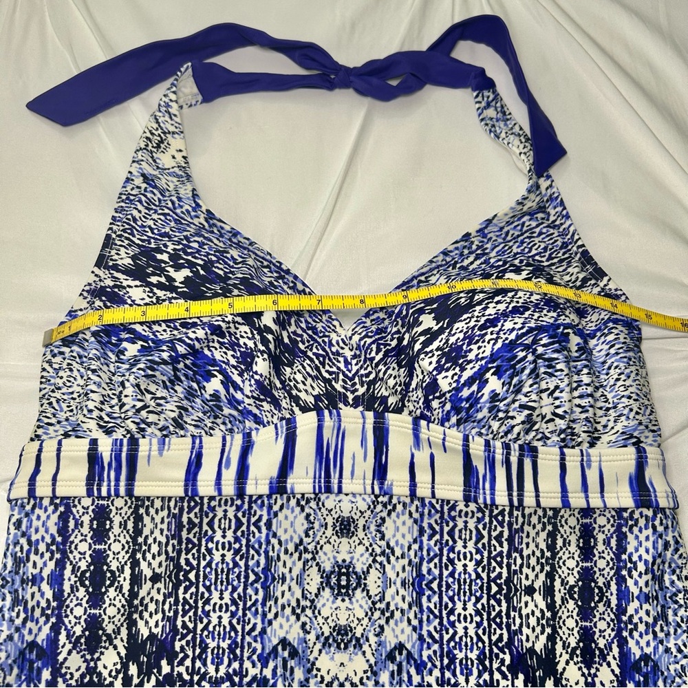 Athleta Blue & Black Halter Neck Tankini Top w/Built in Bra 36DD. - Picture 2 of 10